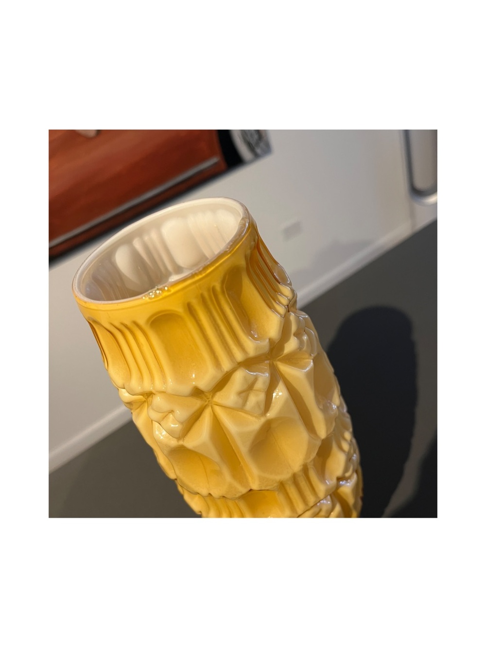 Italian Empoli Cased Glass Vintage 'Tiki' Vase - Picture 4 of 8
